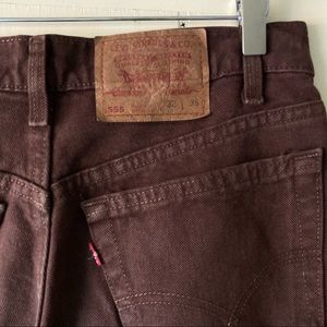 Levis 555 Brown Denim High Rise Relaxed Fit Jean Straight Leg 32 x 29